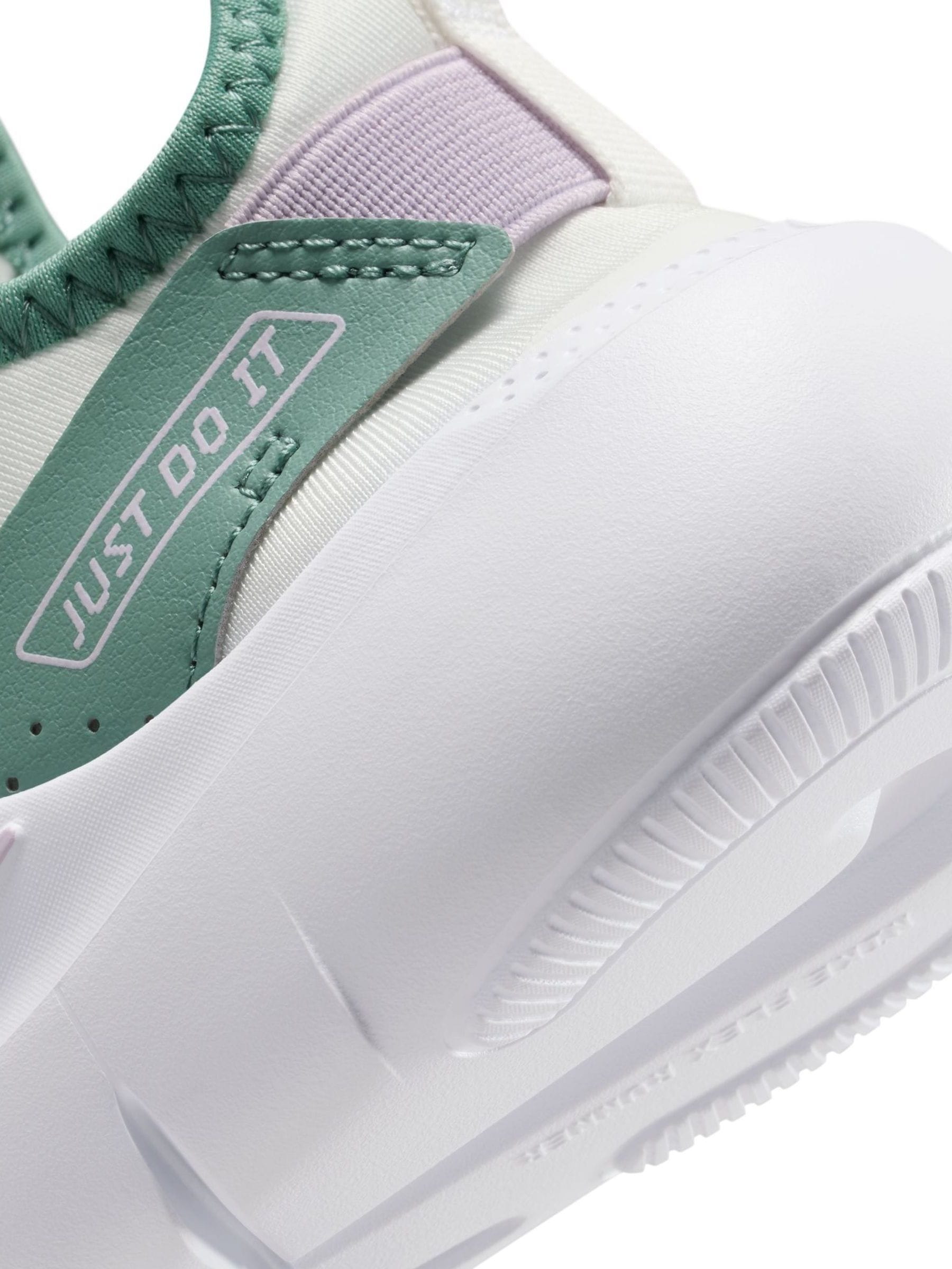 Nike White/Green Pink Junior Flex Runner 4 Trainers image 10