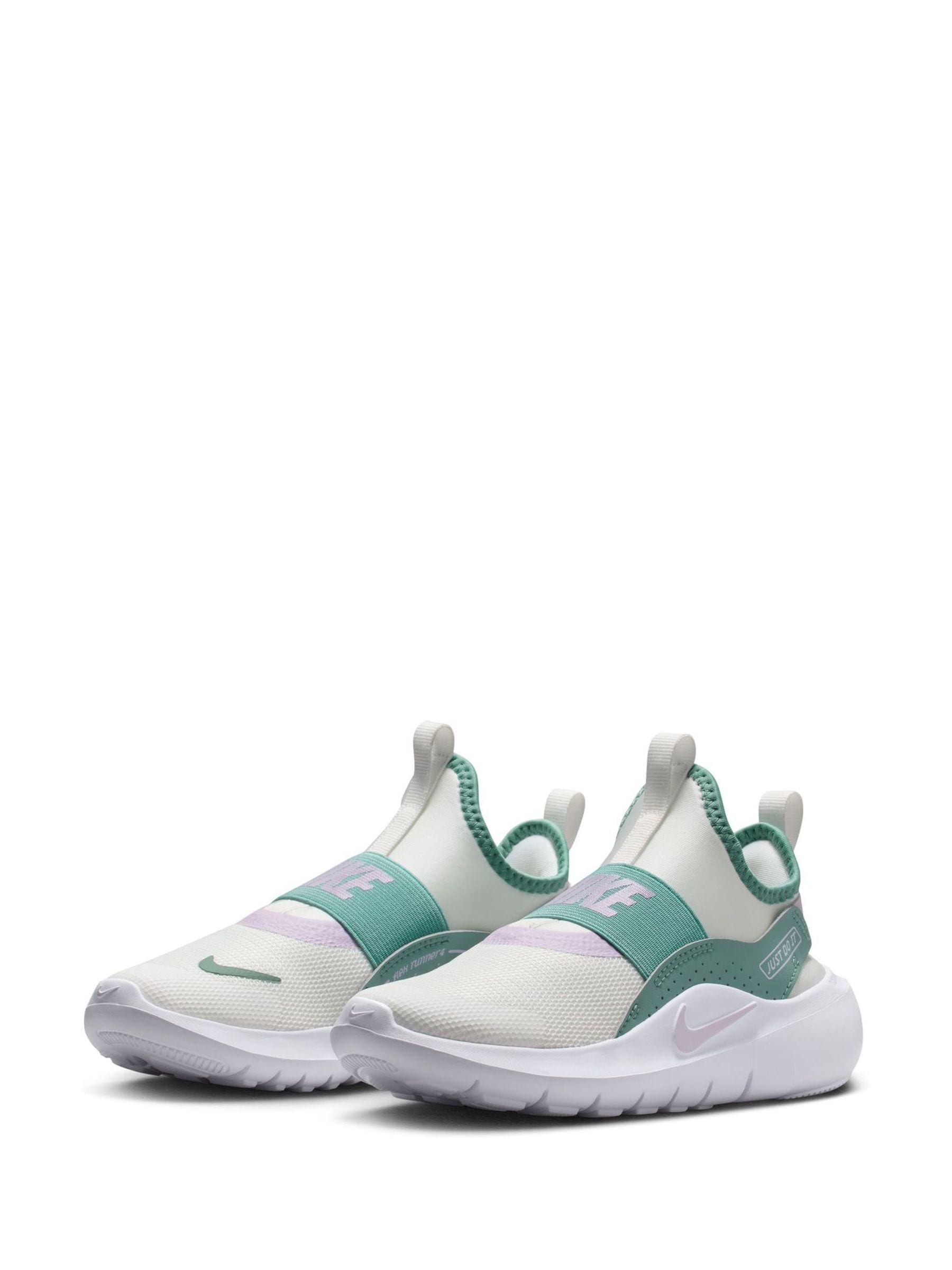 Nike White/Green Pink Junior Flex Runner 4 Trainers image 6