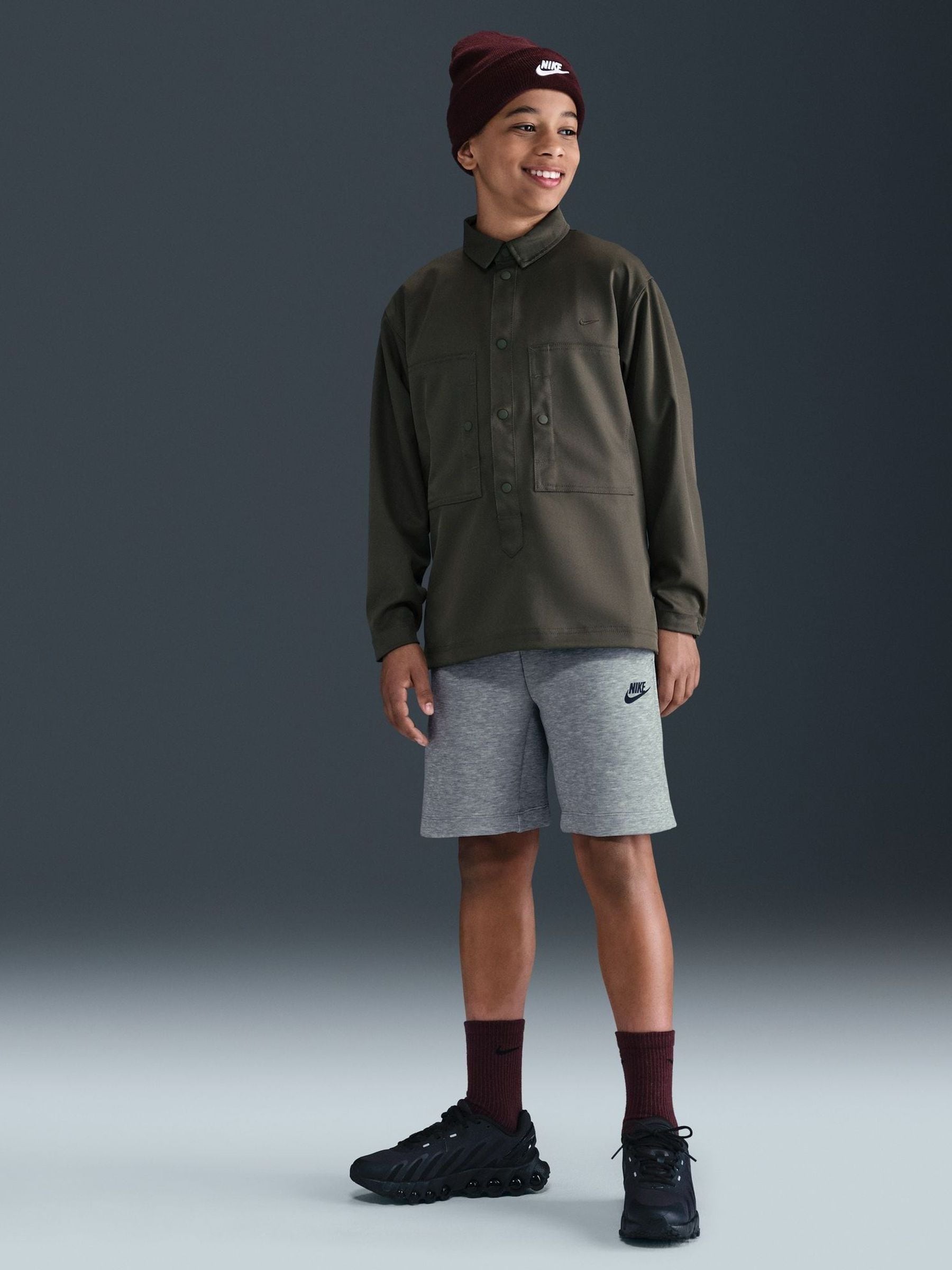 Dsiney Kidz - Nike Dark Grey Heather Tech Fleece Shorts image 1