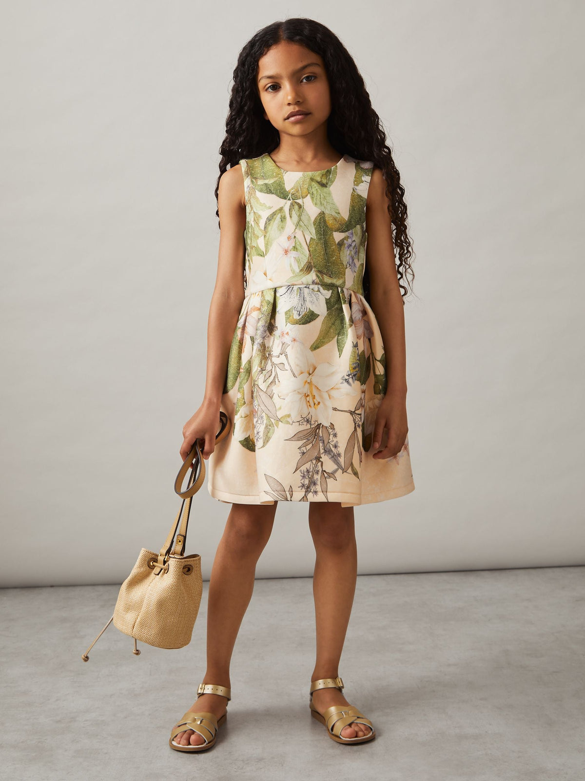 Reiss Pink Print Trinny 13-14 yrs Floral Scuba Sleeveless Dress - image 2