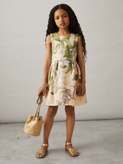 Reiss Pink Print Trinny 13-14 yrs Floral Scuba Sleeveless Dress - image 2