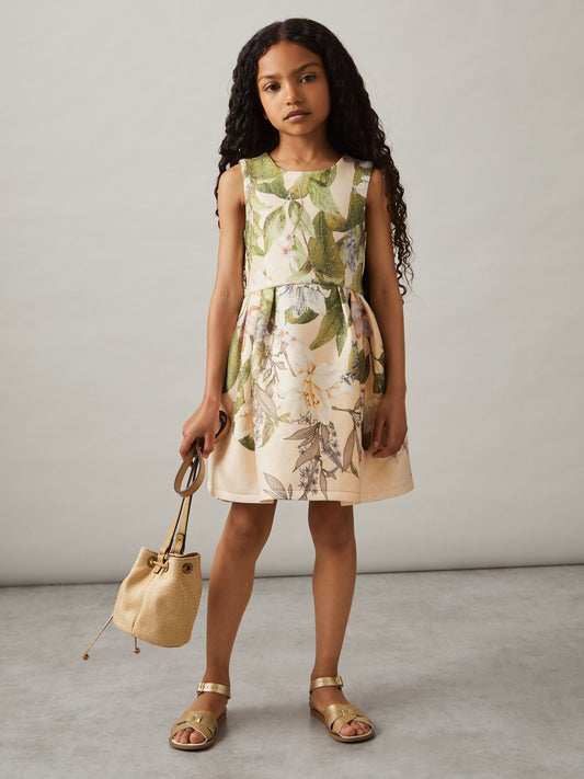 Reiss Pink Print Trinny 13-14 yrs Floral Scuba Sleeveless Dress - image 2