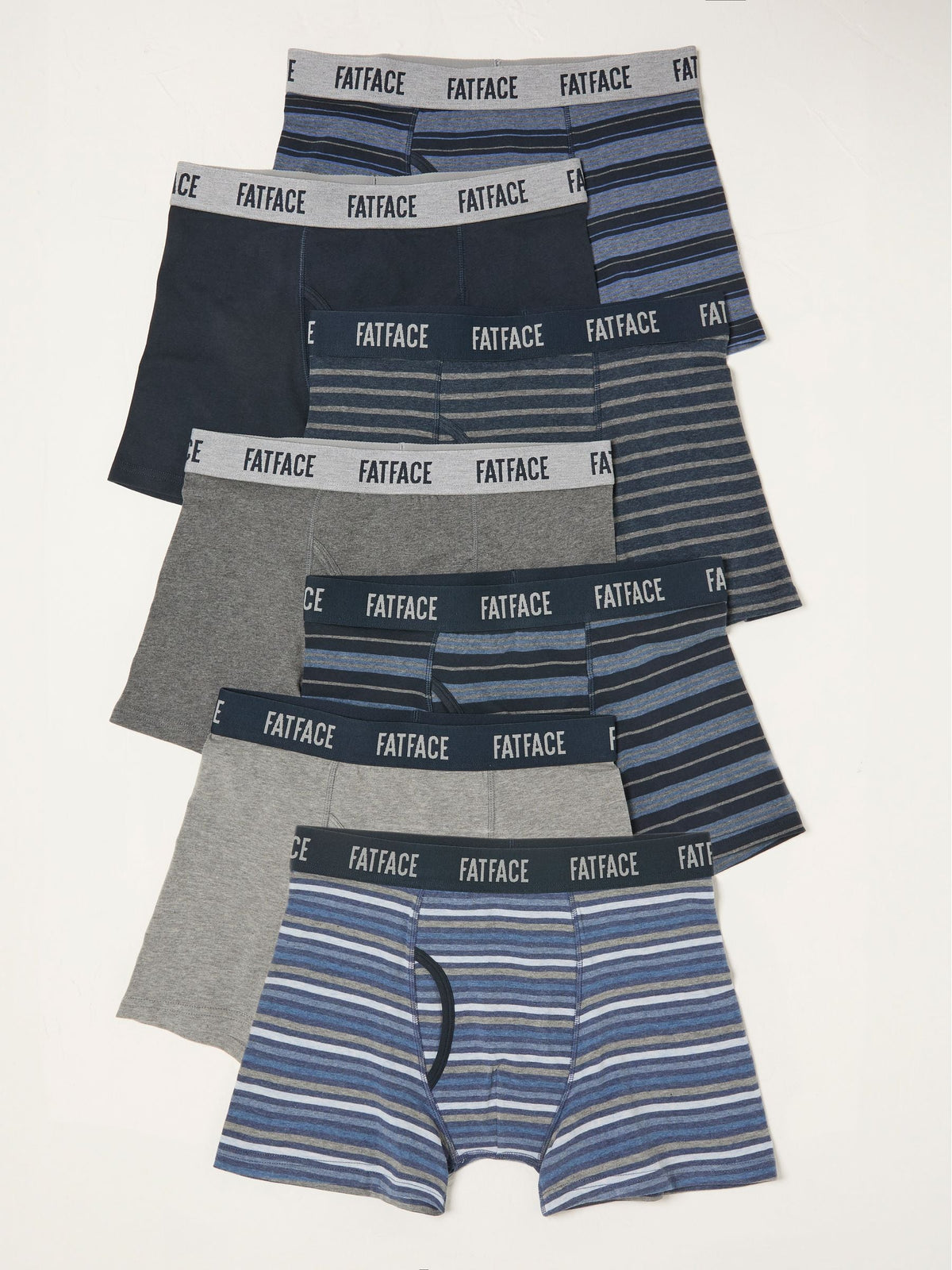 Dsiney Kidz - FatFace 7 Pack Grey & Blue Stripe Classic Boxers image 1