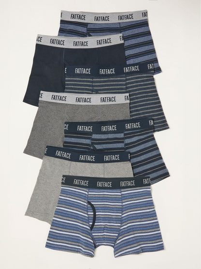 Dsiney Kidz - FatFace 7 Pack Grey & Blue Stripe Classic Boxers image 1