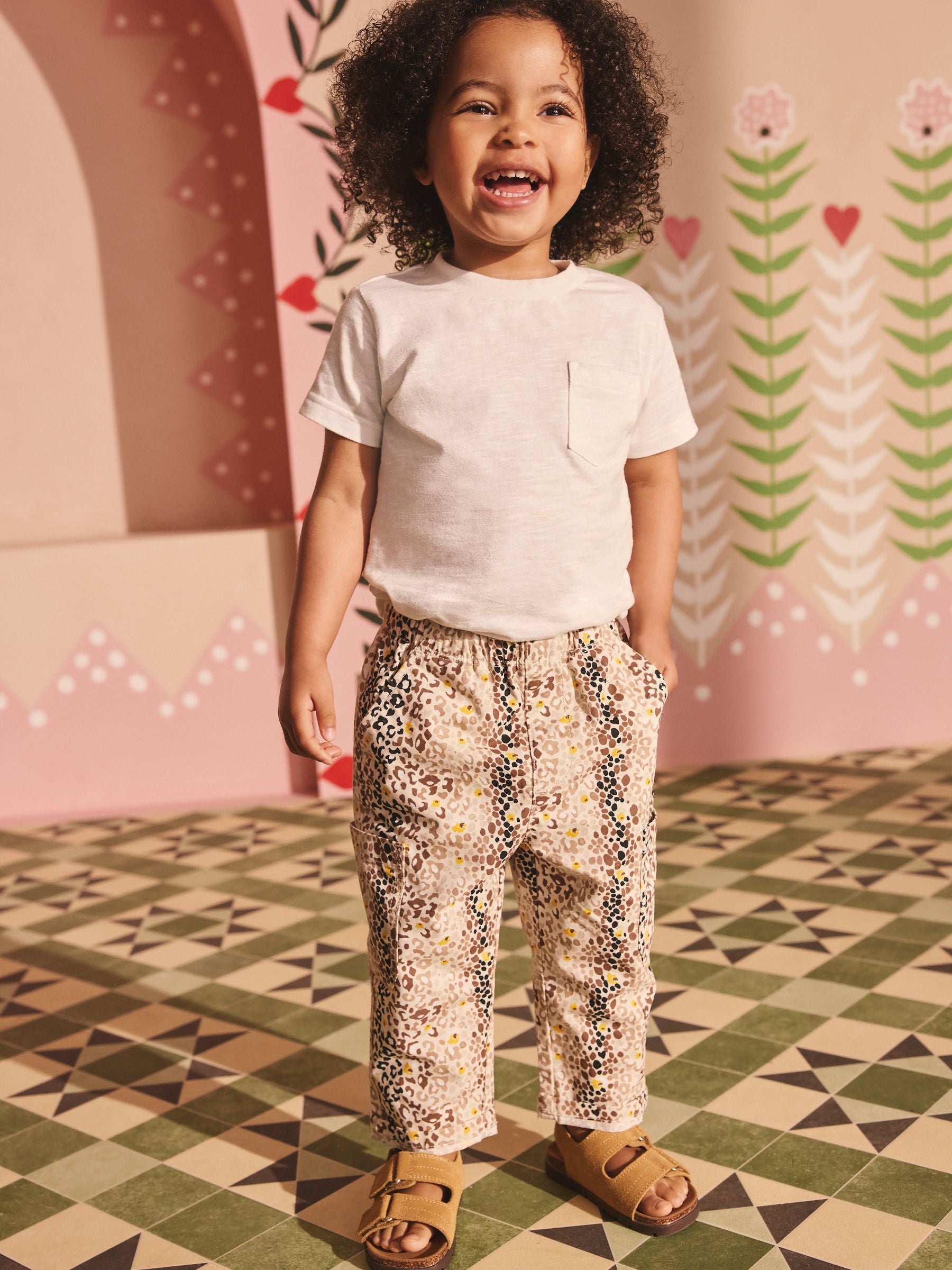 Tan Brown Leopard Print Cath Kidston 100% Cotton Trousers (3mths-7yrs) image 1
