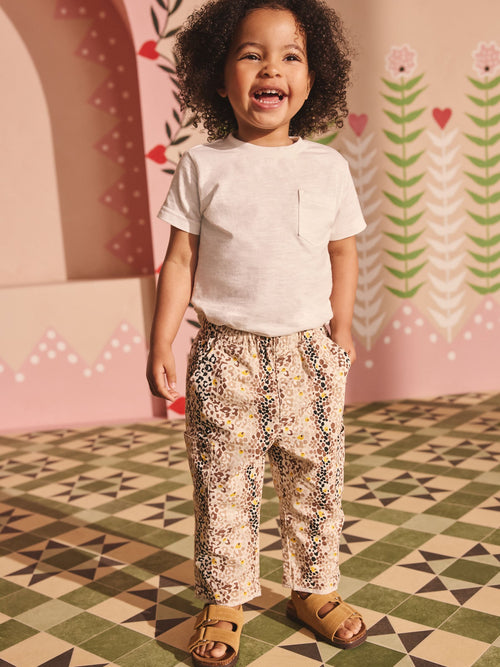 Tan Brown Leopard Print Cath Kidston 100% Cotton Trousers (3mths-7yrs) image 1