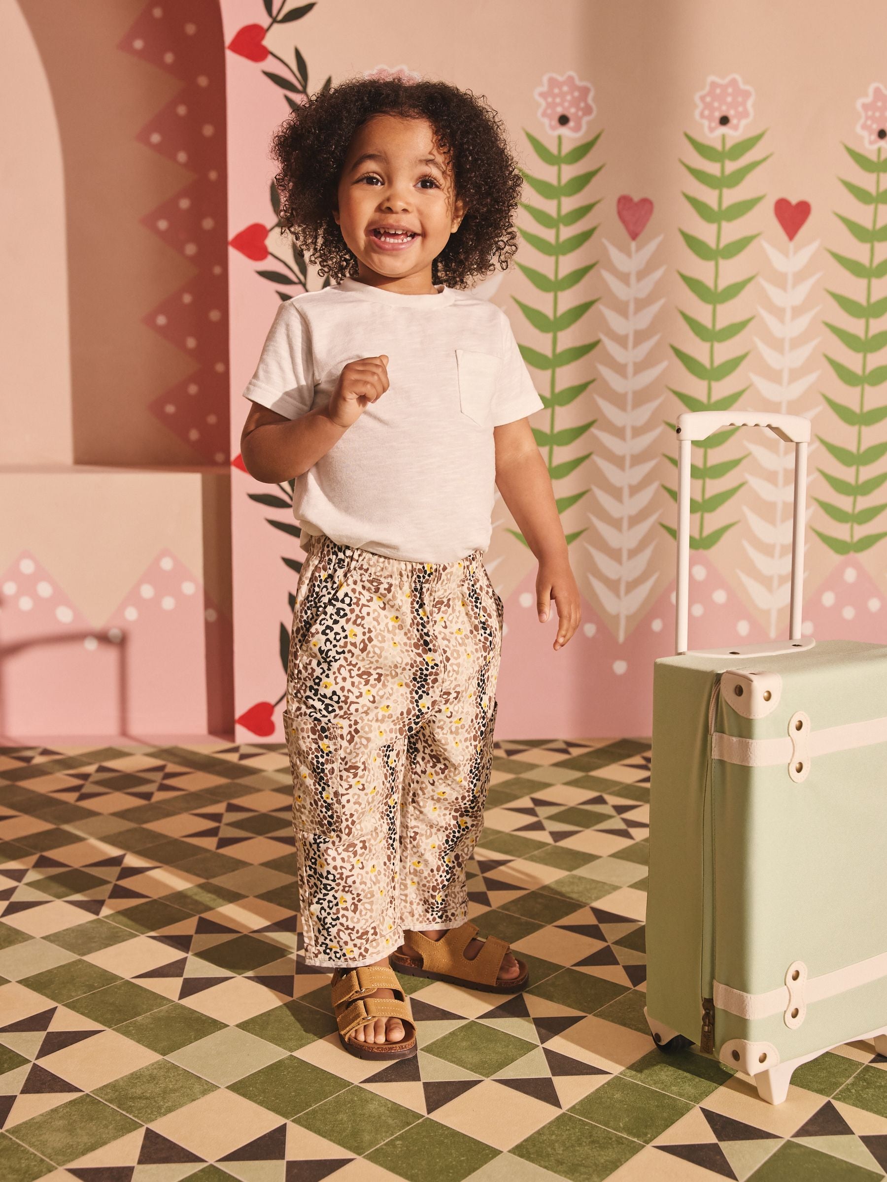 Tan Brown Leopard Print Cath Kidston 100% Cotton Trousers (3mths-7yrs) image 2