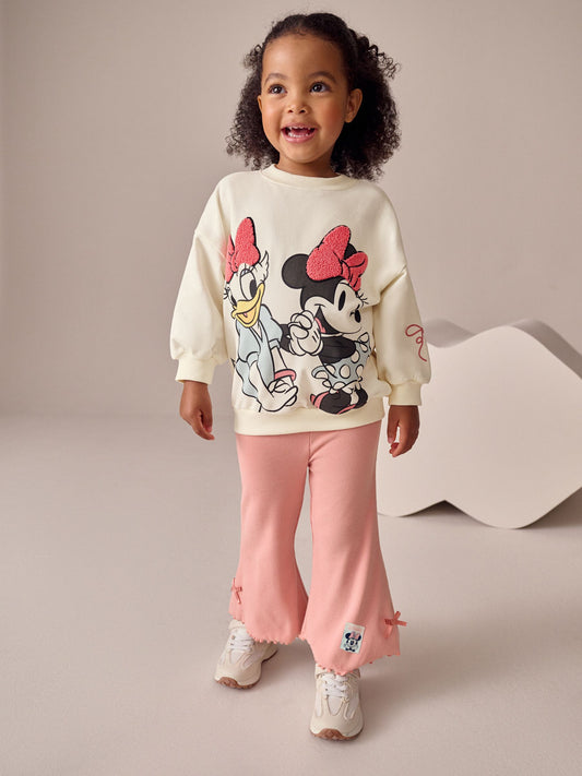 Ecru White Disney Minnie Mouse and Daisy Duck Long Sleeve Top and Flare Set (3mths-7yrs) image 1