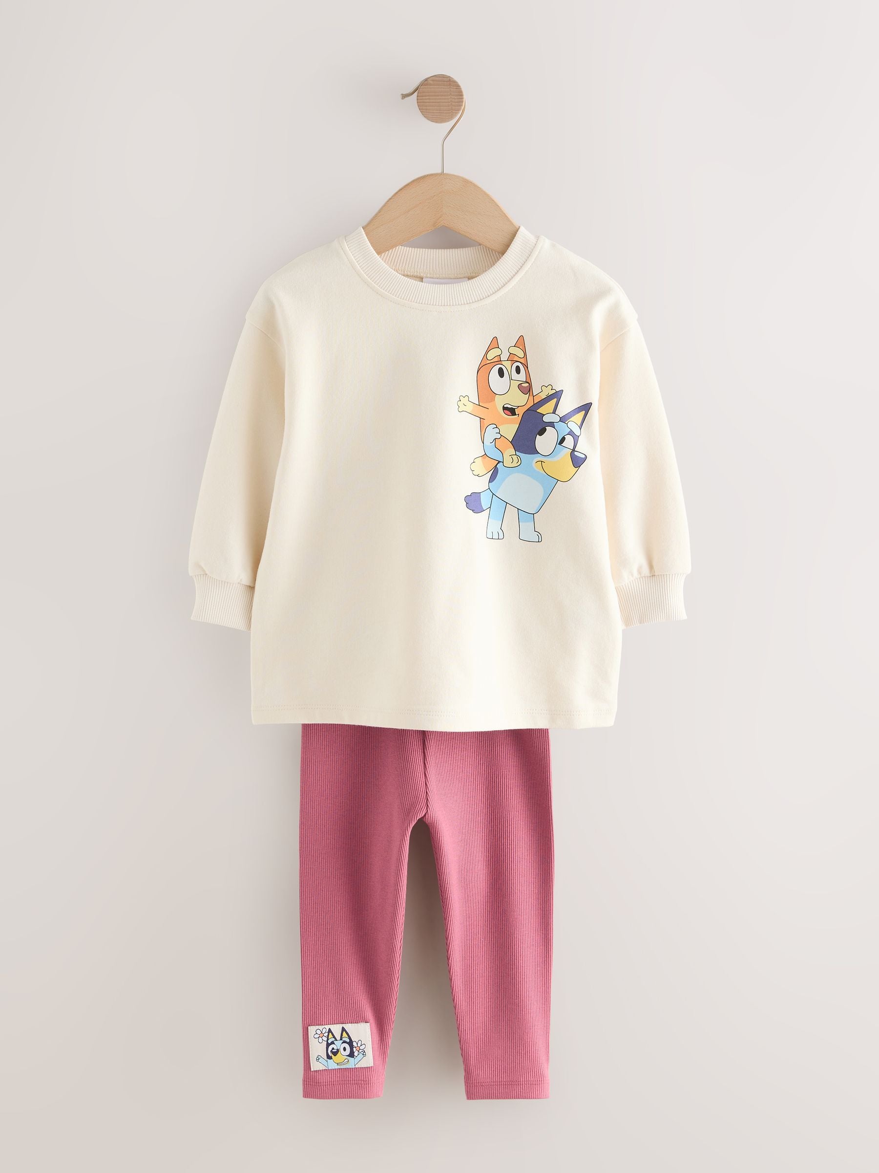 Ecru White Bluey Long Sleeve Top and Leggings Set (12mths-7yrs) image 6