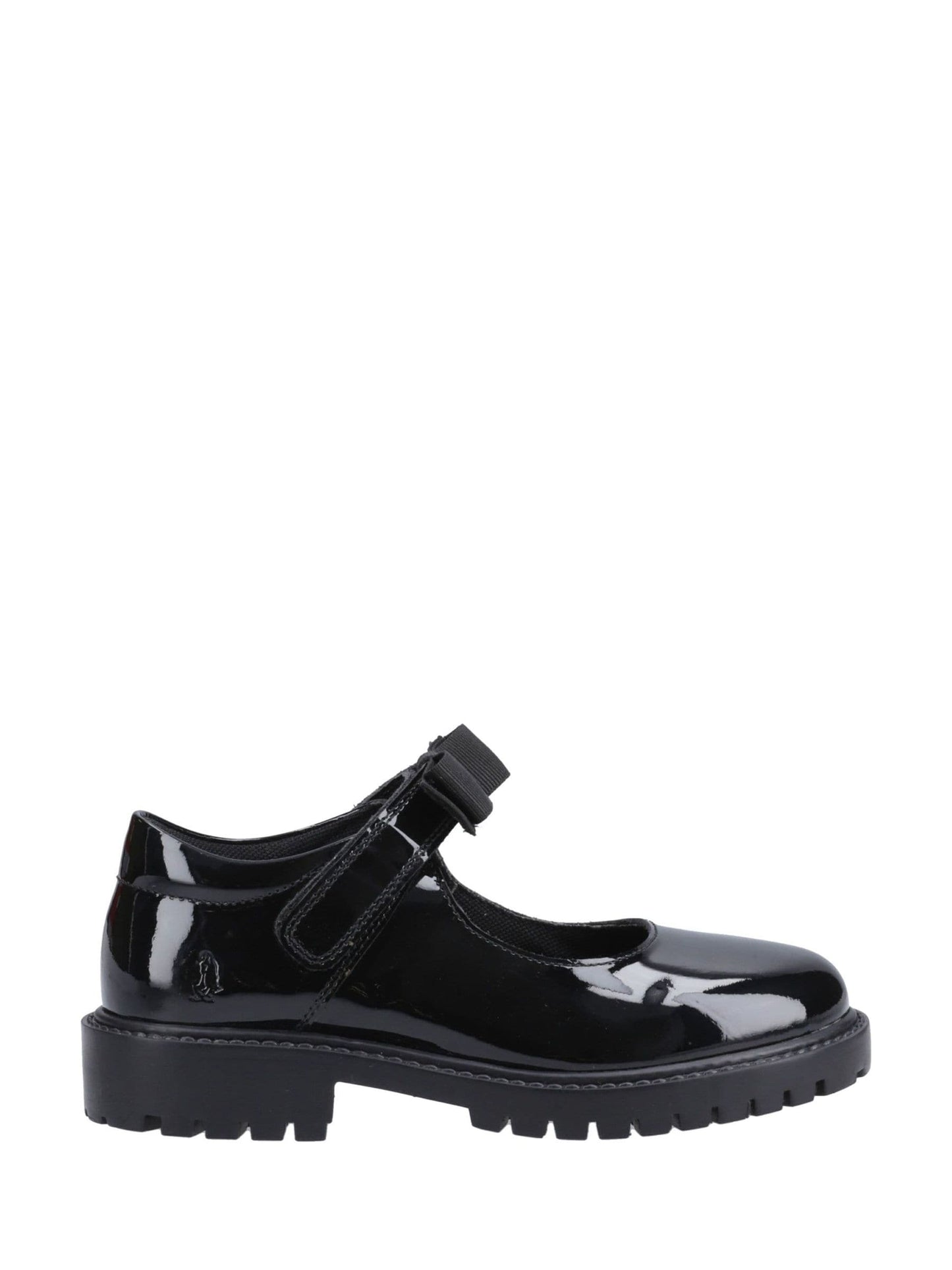 Hush Puppies Black Junior Astrid Bow Patent School Shoes image 1