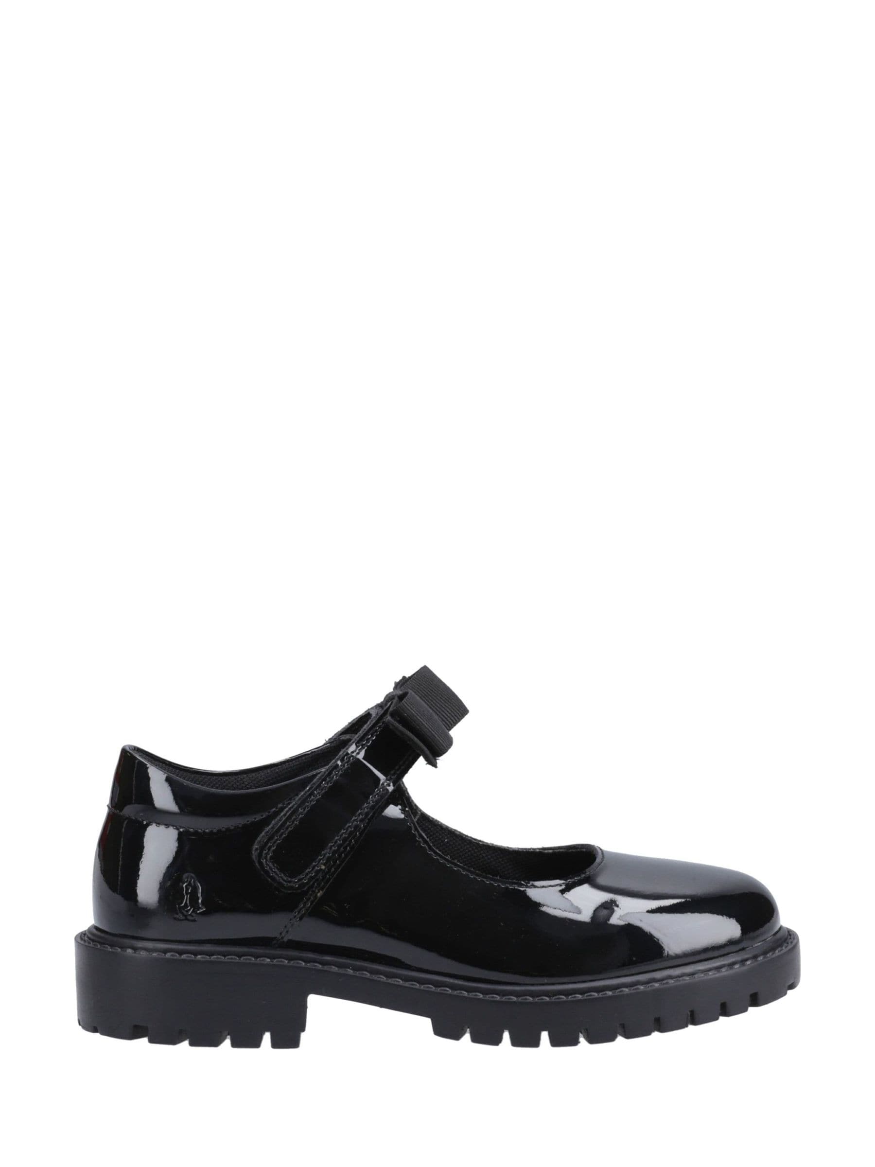 Hush Puppies Black Junior Astrid Bow Patent School Shoes image 1