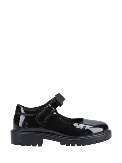 Hush Puppies Black Junior Astrid Bow Patent School Shoes image 1