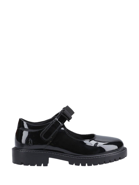Hush Puppies Black Junior Astrid Bow Patent School Shoes image 1