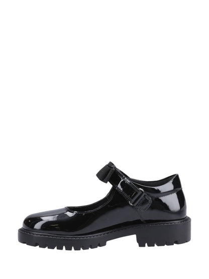 Hush Puppies Black Junior Astrid Bow Patent School Shoes image 2