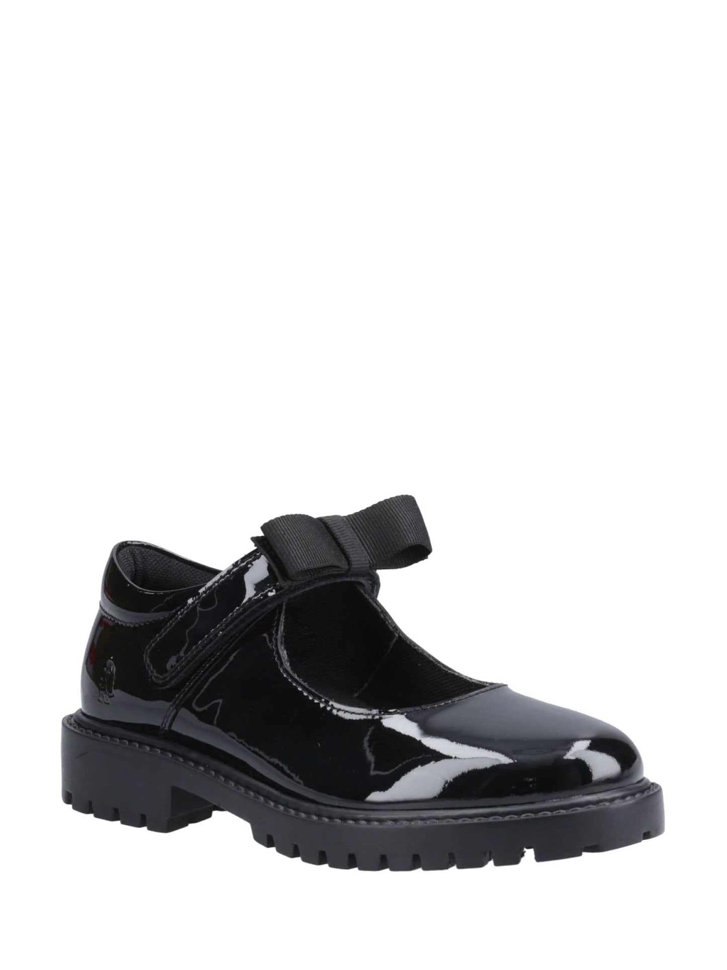 Hush Puppies Black Junior Astrid Bow Patent School Shoes image 3