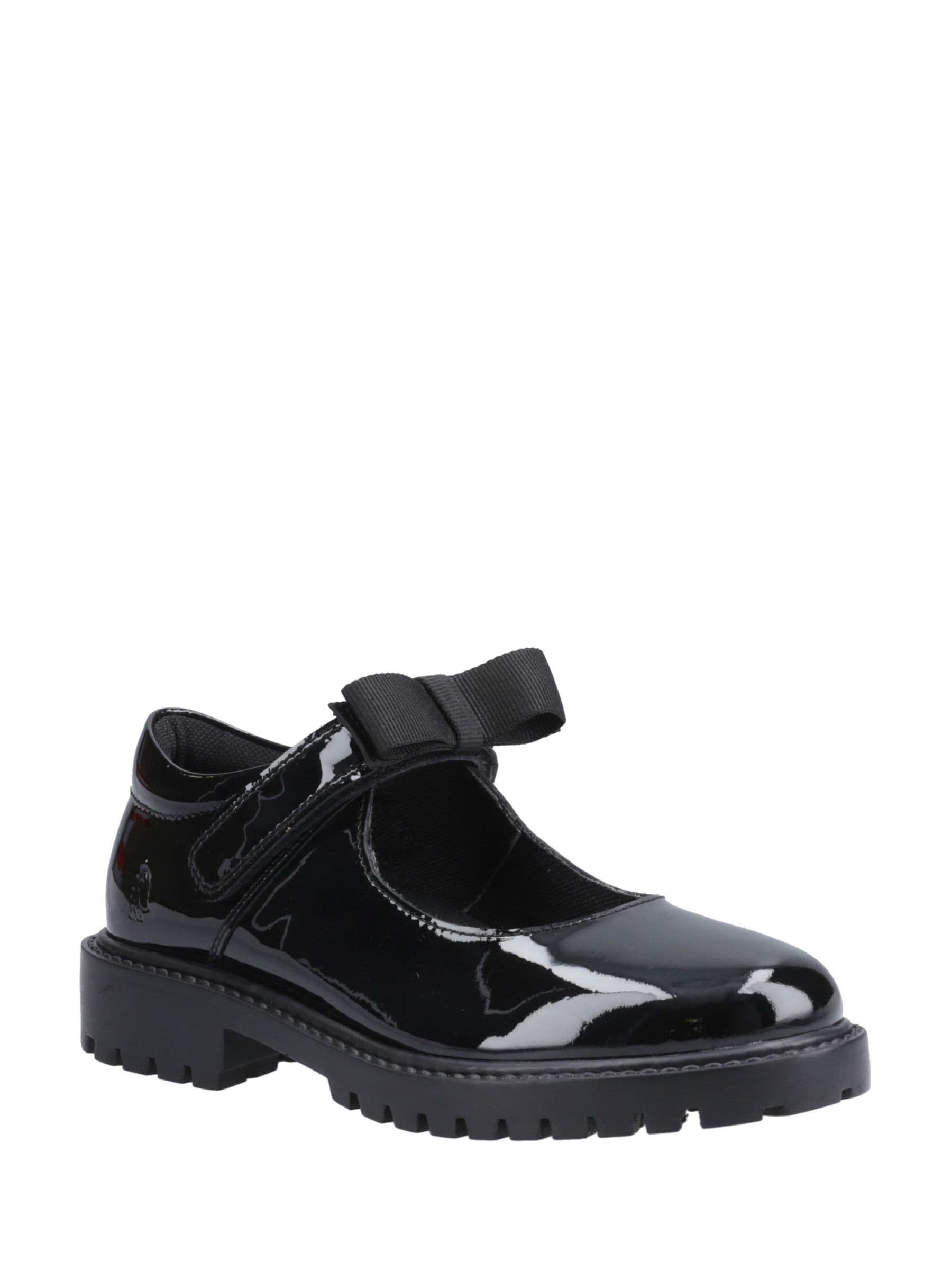 Hush Puppies Black Junior Astrid Bow Patent School Shoes image 3
