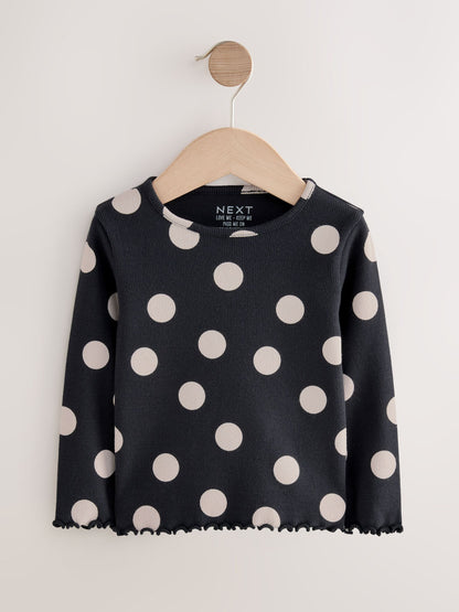 Black/White Spot Rib Long Sleeve T-Shirt (3mths-7yrs) - image 4