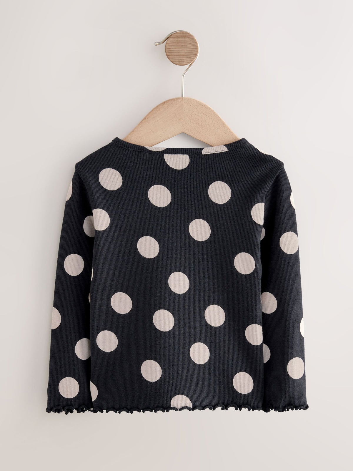 Black/White Spot Rib Long Sleeve T-Shirt (3mths-7yrs) - image 5