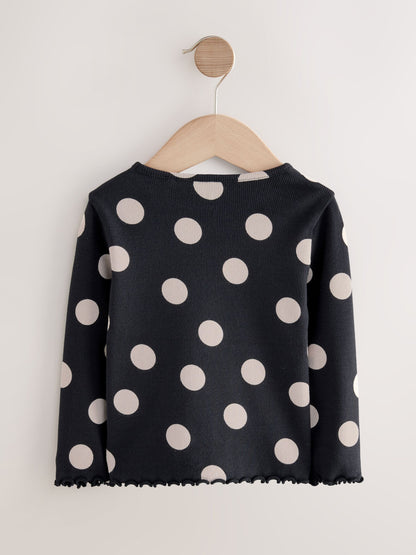 Black/White Spot Rib Long Sleeve T-Shirt (3mths-7yrs) - image 5