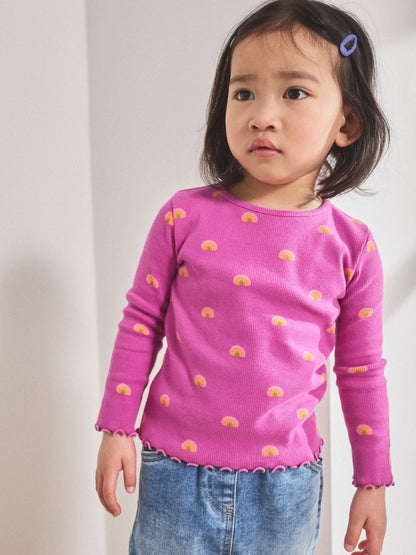 Dsiney Kidz - Purple Rainbow Rib Long Sleeve T-Shirt (3mths-7yrs) image 1