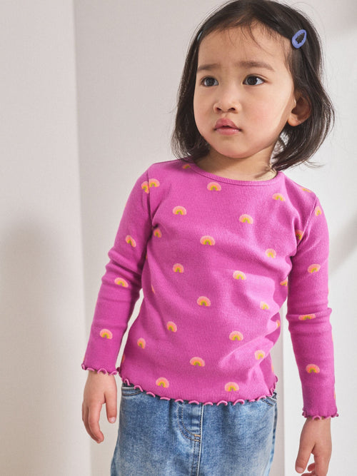 Dsiney Kidz - Purple Rainbow Rib Long Sleeve T-Shirt (3mths-7yrs) image 1