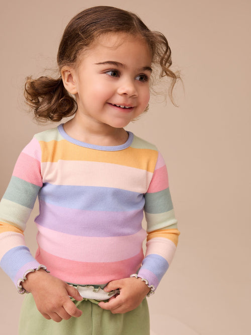 Dsiney Kidz - Rainbow Rib Long Sleeve T-Shirt (3mths-7yrs) image 1