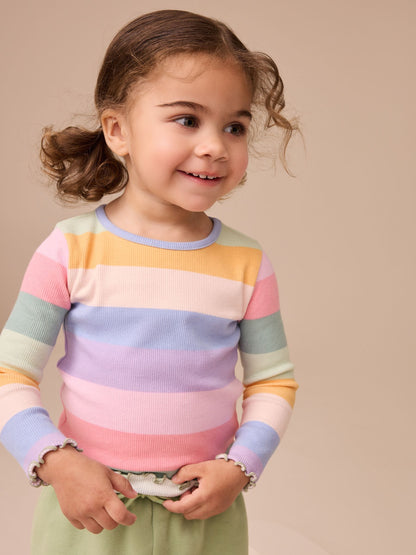 Dsiney Kidz - Rainbow Rib Long Sleeve T-Shirt (3mths-7yrs) image 1