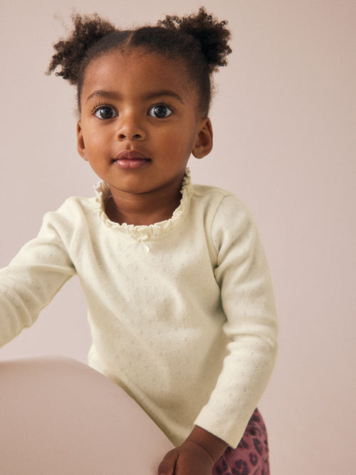Dsiney Kidz - Ecru White Long Sleeve Pointelle T-Shirt (3mths-7yrs) image 1