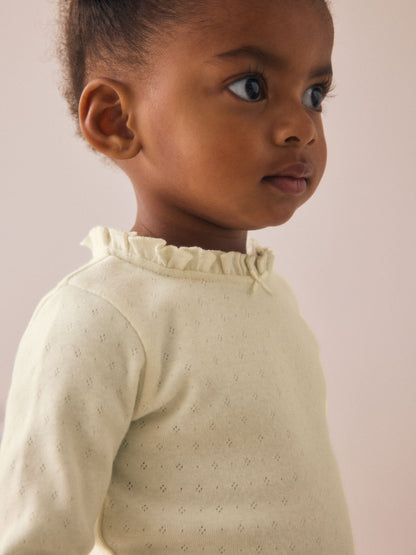 Dsiney Kidz - Ecru White Long Sleeve Pointelle T-Shirt (3mths-7yrs) image 2