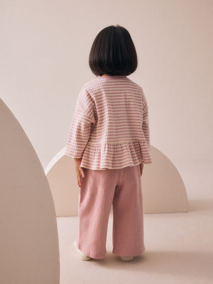 Pink Ribbed Long Sleeve Top and Wide Leg Trousers Set (3mths-7yrs) image 3