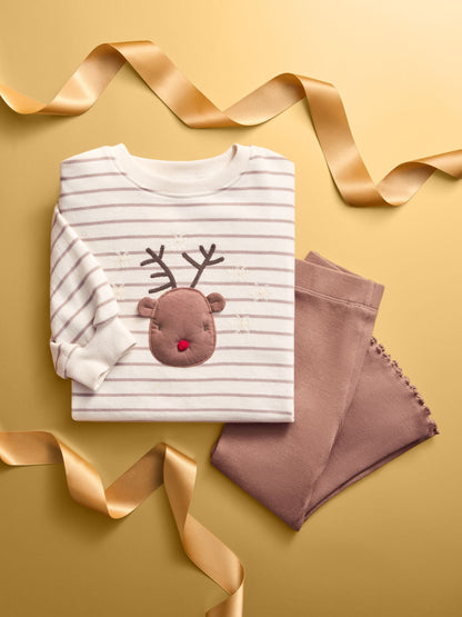 Neutral Reindeer Long Sleeve Top and Flare Set (3mths-7yrs)