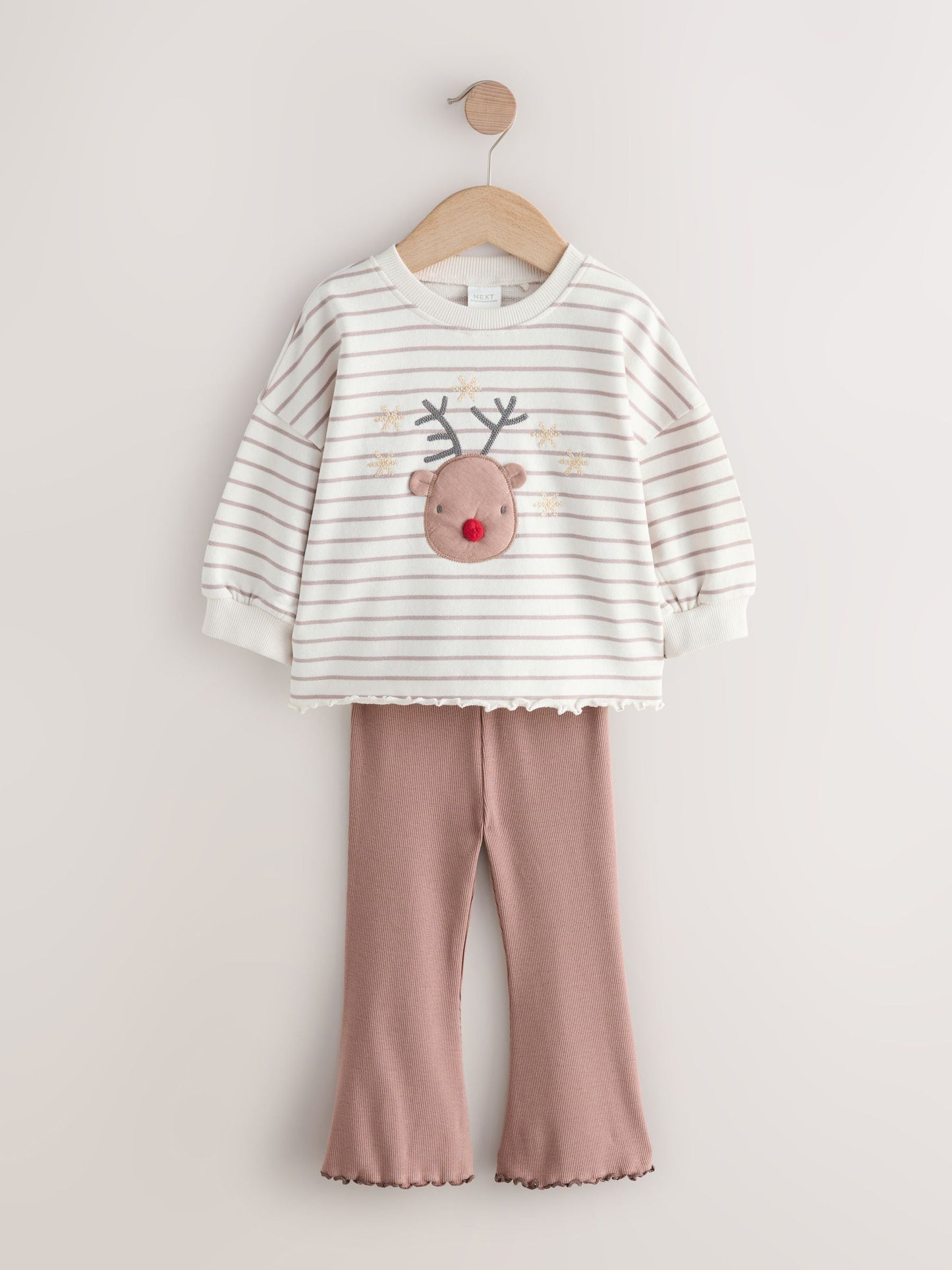 Neutral Reindeer Long Sleeve Top and Flare Set (3mths-7yrs)