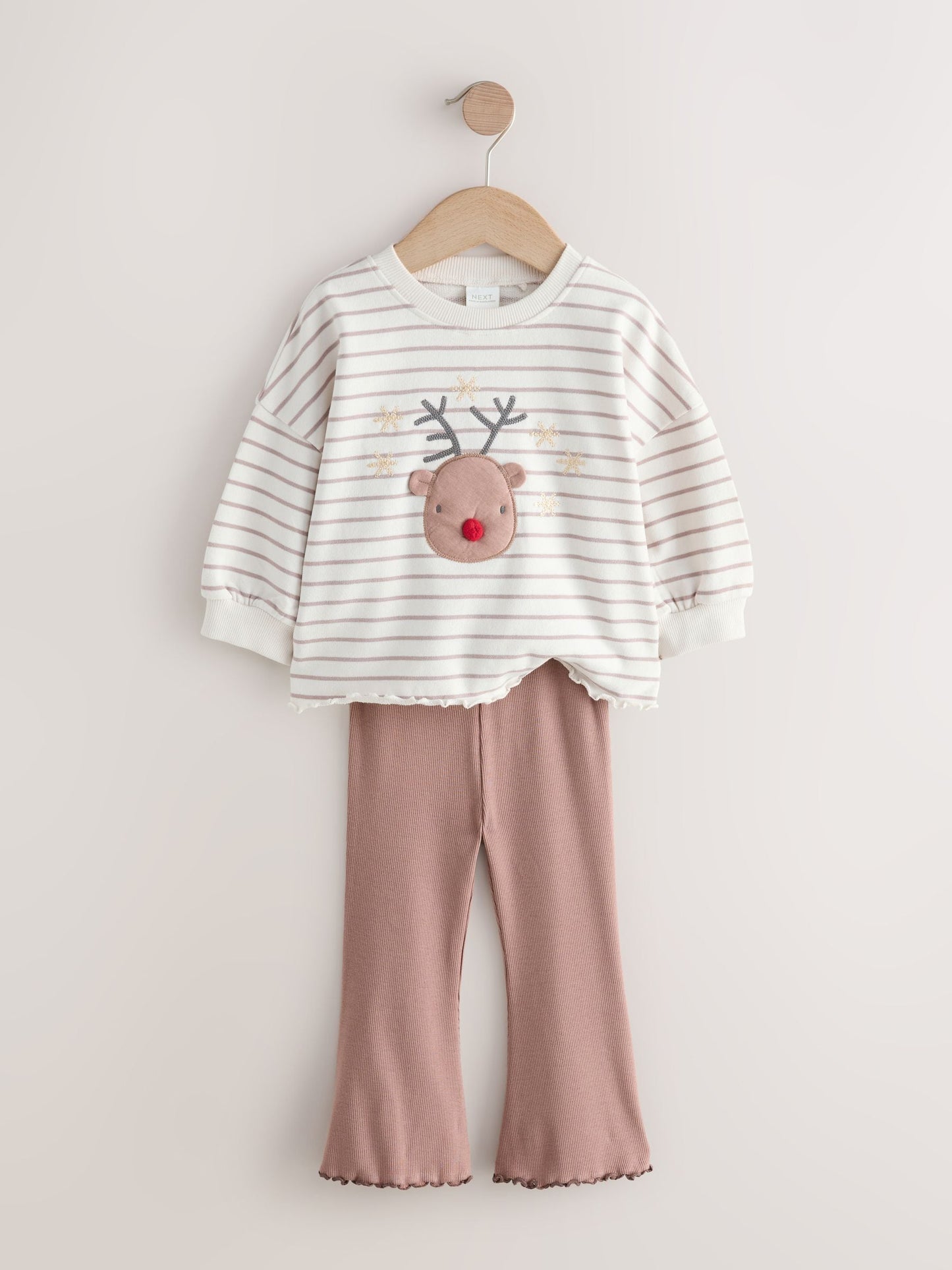 Neutral Reindeer Long Sleeve Top and Flare Set (3mths-7yrs)