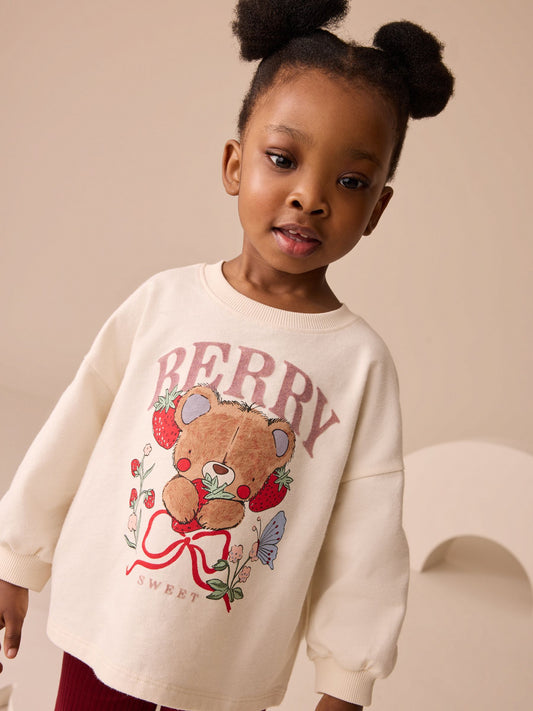 Berry Red Bear Character Long Sleeve Top and Flare Set (3mths-7yrs) image 3