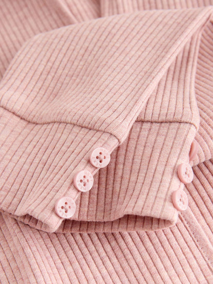 Light Pink Ribbed Hooded Cardigan and Leggings Set (3mths-7yrs) image 10