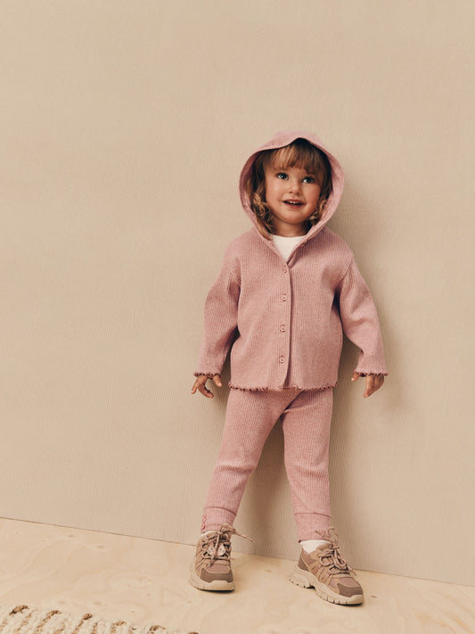 Dsiney Kidz - Light Pink Ribbed Hooded Cardigan and Leggings Set (3mths-7yrs) image 2