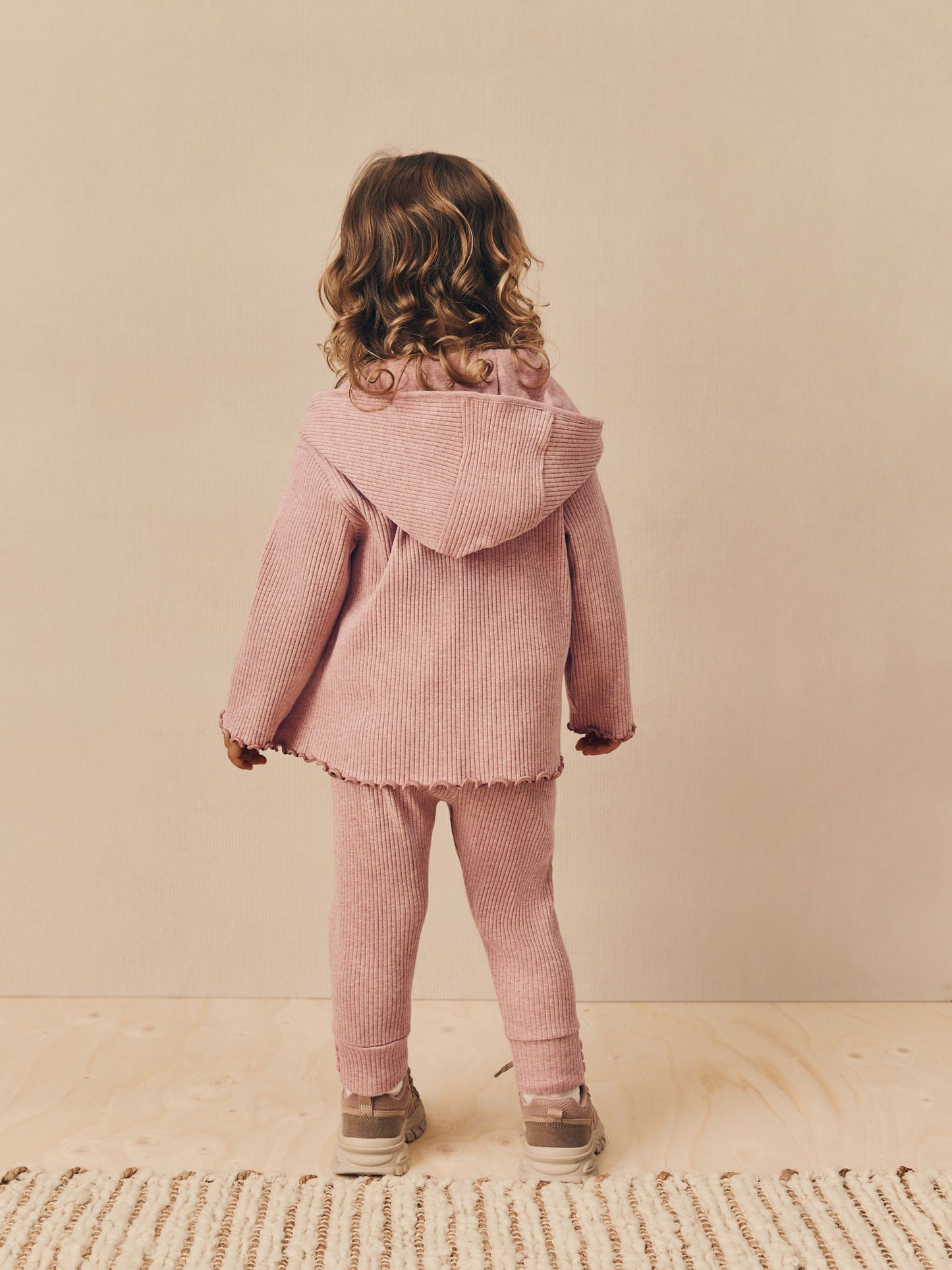 Light Pink Ribbed Hooded Cardigan and Leggings Set (3mths-7yrs) image 3