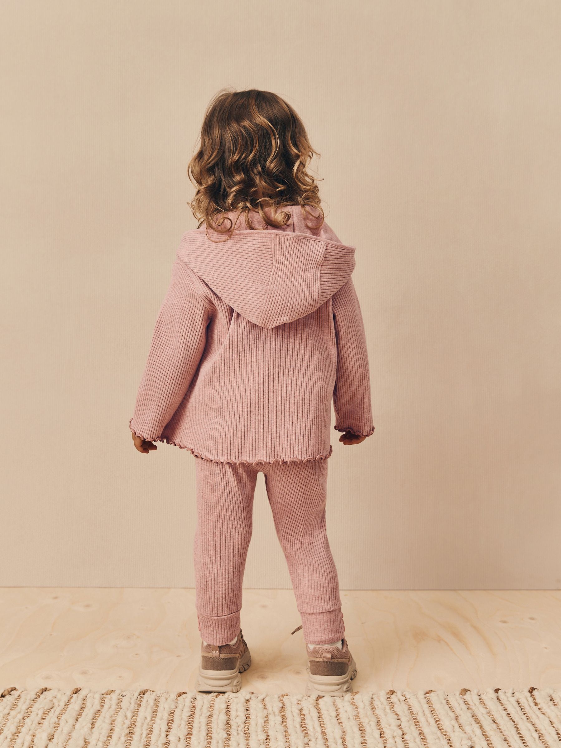 Light Pink Ribbed Hooded Cardigan and Leggings Set (3mths-7yrs) image 3
