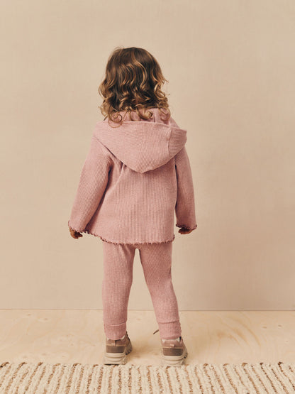 Light Pink Ribbed Hooded Cardigan and Leggings Set (3mths-7yrs) image 3