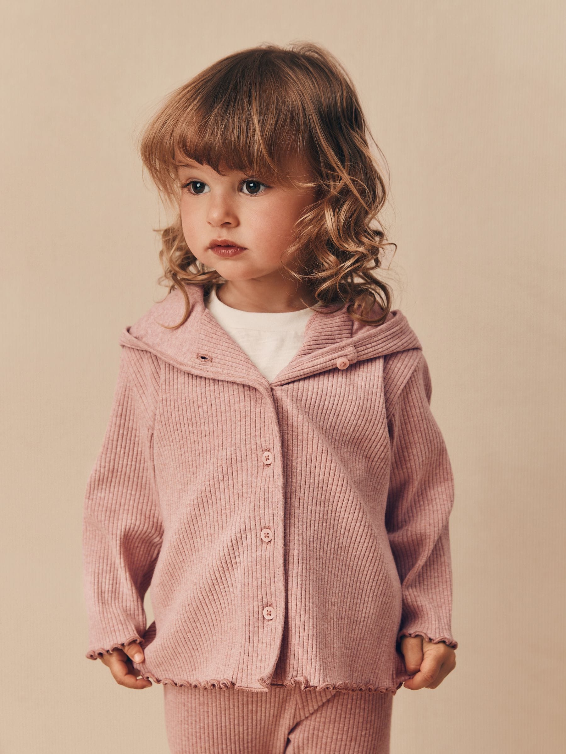 Light Pink Ribbed Hooded Cardigan and Leggings Set (3mths-7yrs) image 4