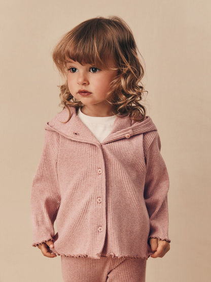 Light Pink Ribbed Hooded Cardigan and Leggings Set (3mths-7yrs) image 4