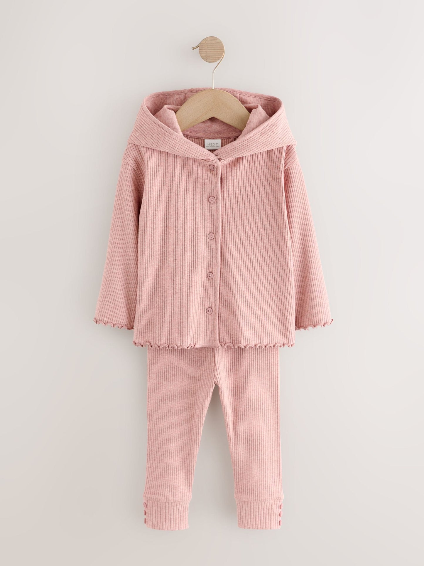 Light Pink Ribbed Hooded Cardigan and Leggings Set (3mths-7yrs) image 5