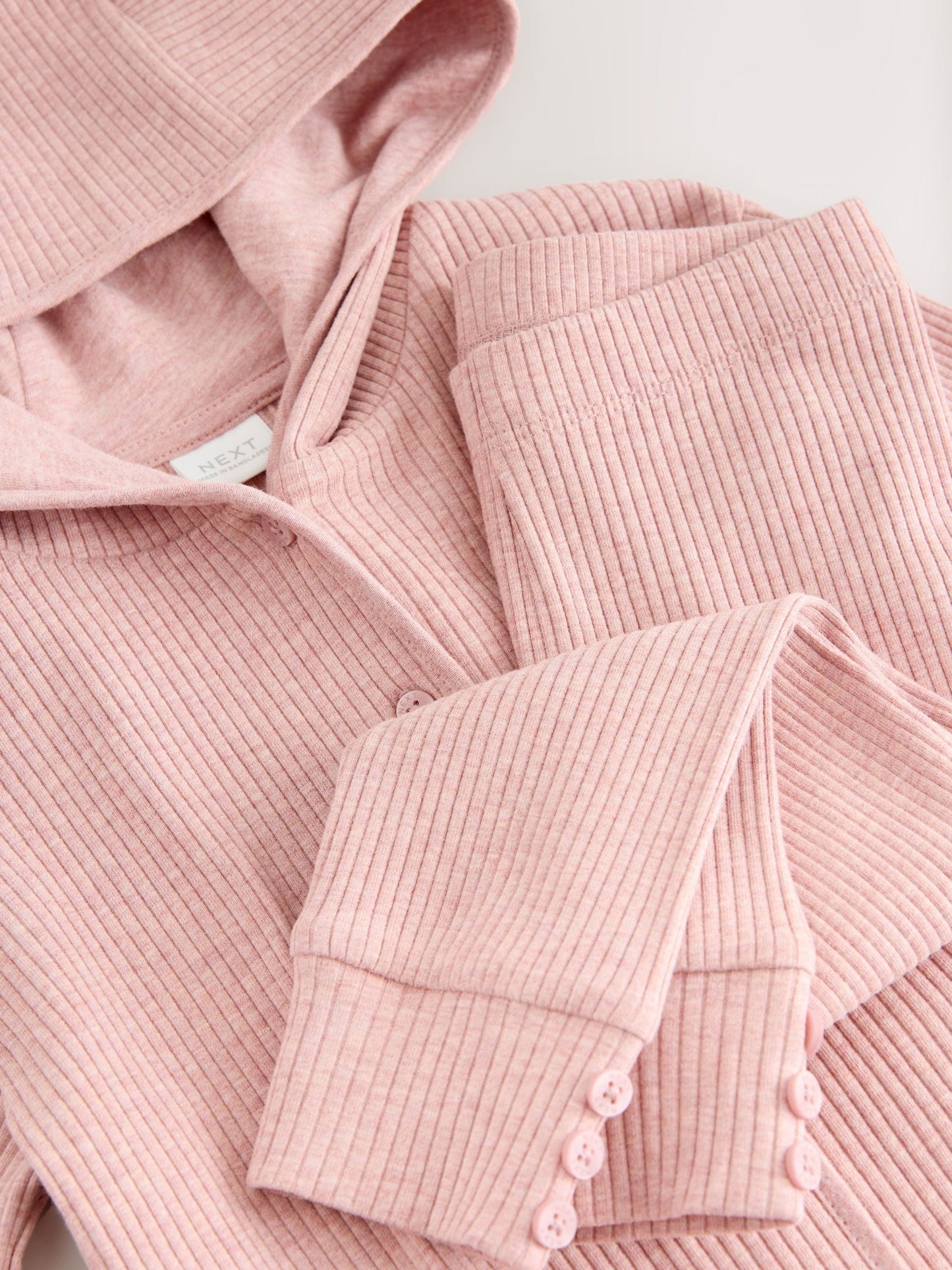 Light Pink Ribbed Hooded Cardigan and Leggings Set (3mths-7yrs) image 9