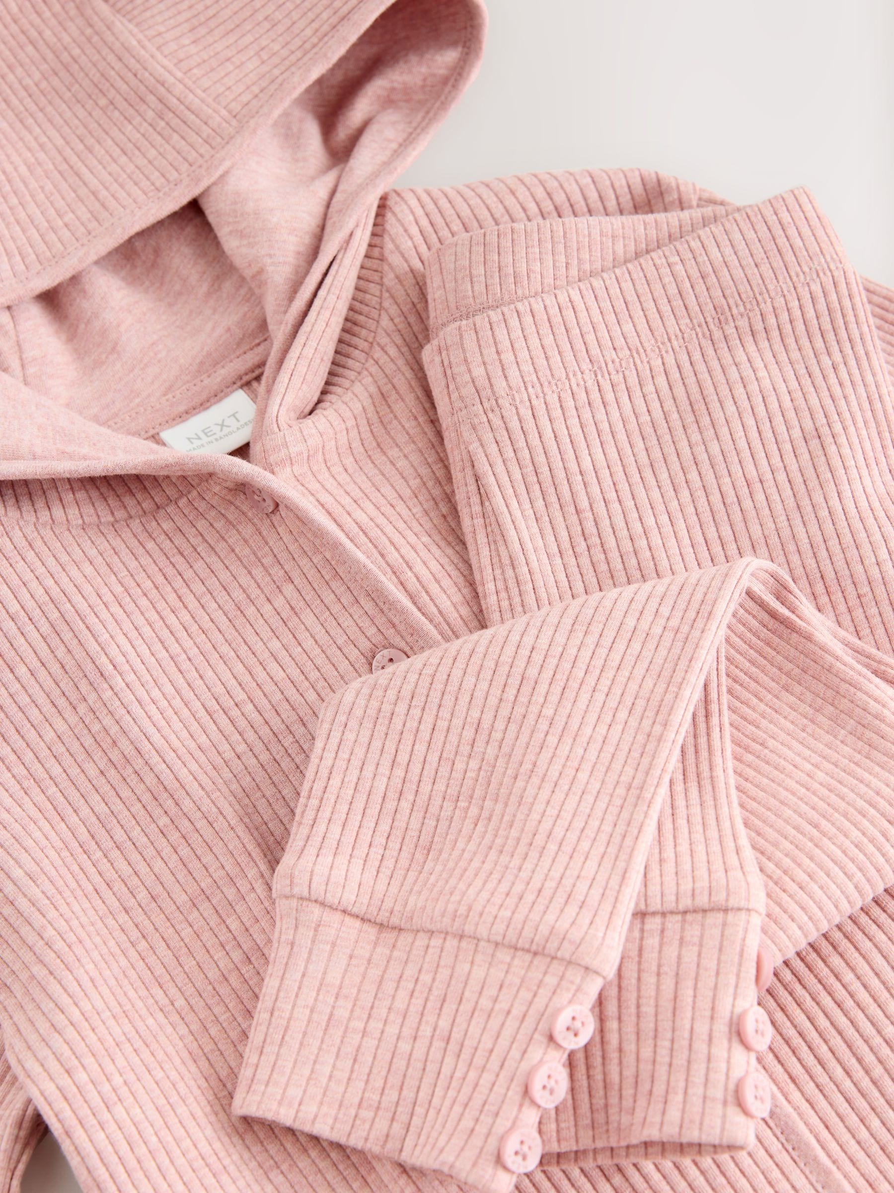 Light Pink Ribbed Hooded Cardigan and Leggings Set (3mths-7yrs) image 9