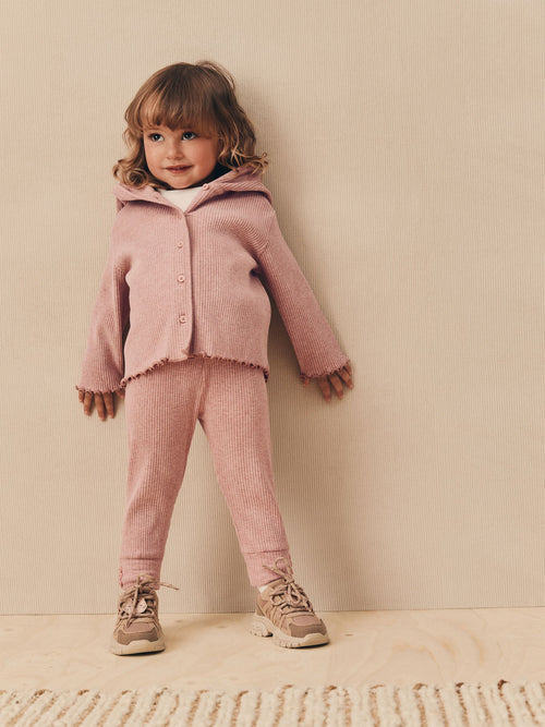 Dsiney Kidz - Light Pink Ribbed Hooded Cardigan and Leggings Set (3mths-7yrs) image 1