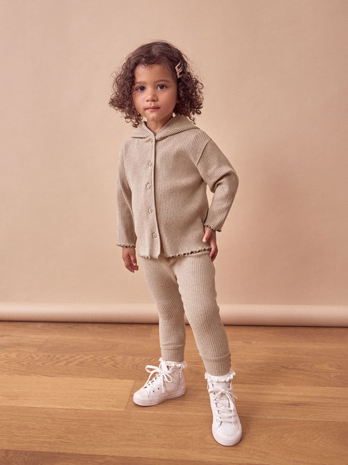 Dsiney Kidz - Brown Ribbed Hooded Cardigan and Leggings Set (3mths-7yrs) image 1