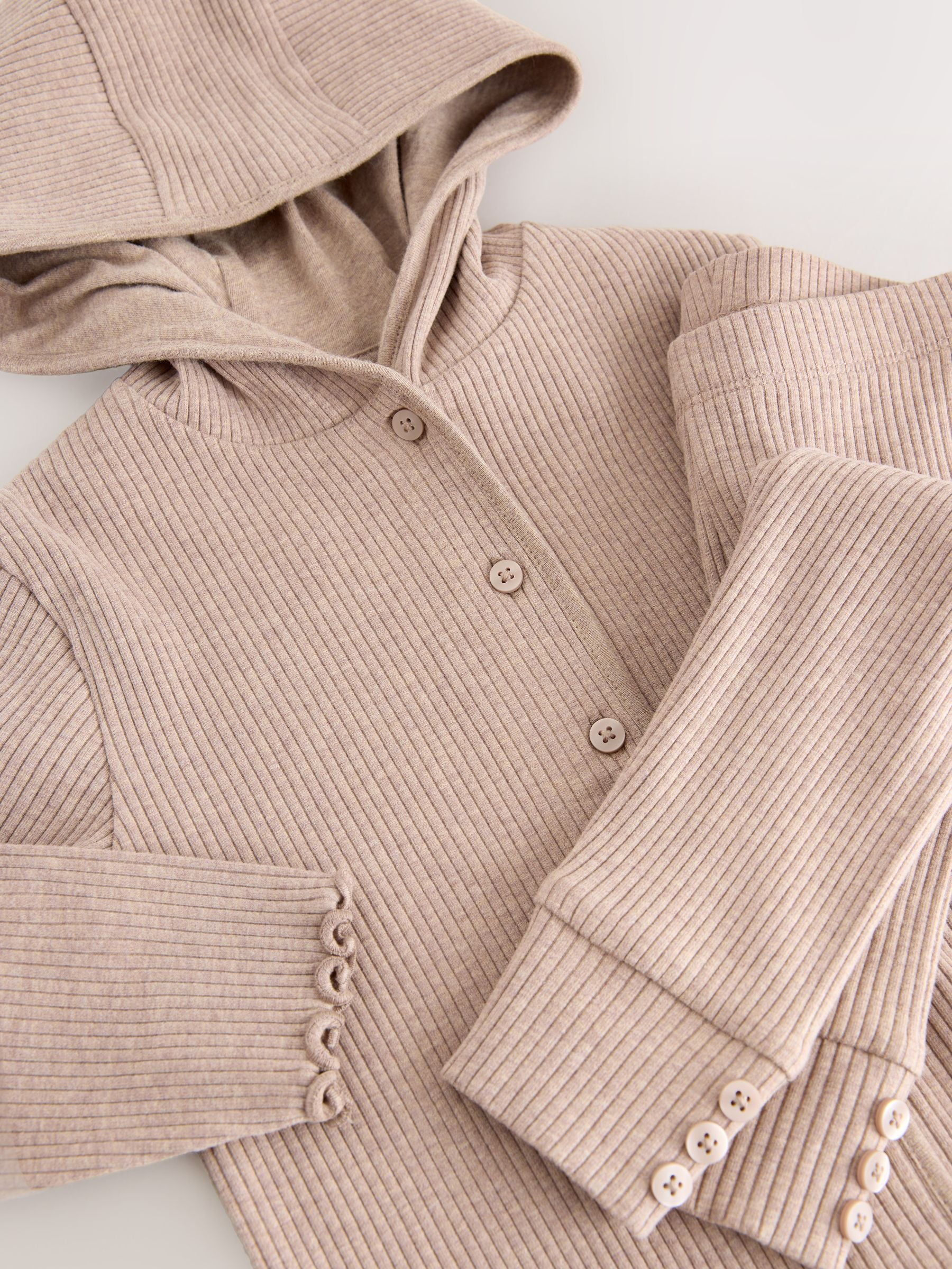 Brown Ribbed Hooded Cardigan and Leggings Set (3mths-7yrs) image 10