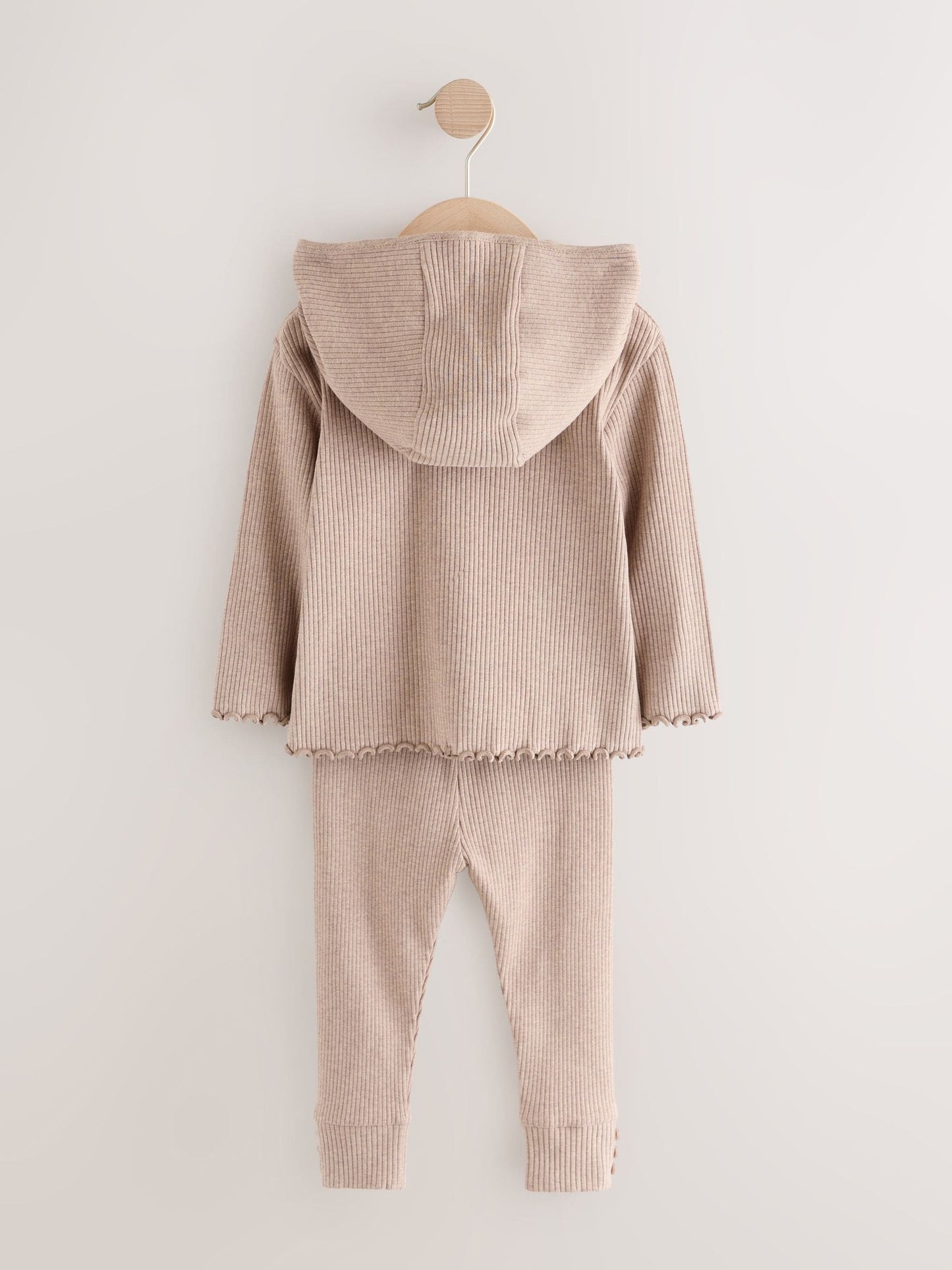 Brown Ribbed Hooded Cardigan and Leggings Set (3mths-7yrs) image 8