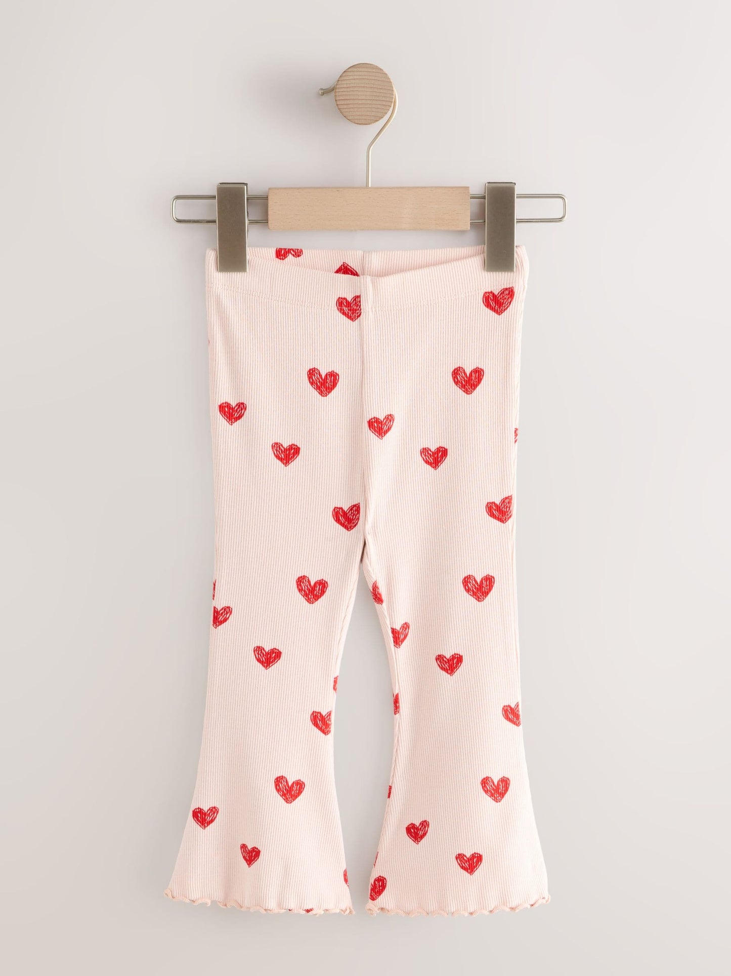 Light Pink Heart Rib Flare Leggings (3mths-7yrs) image 4