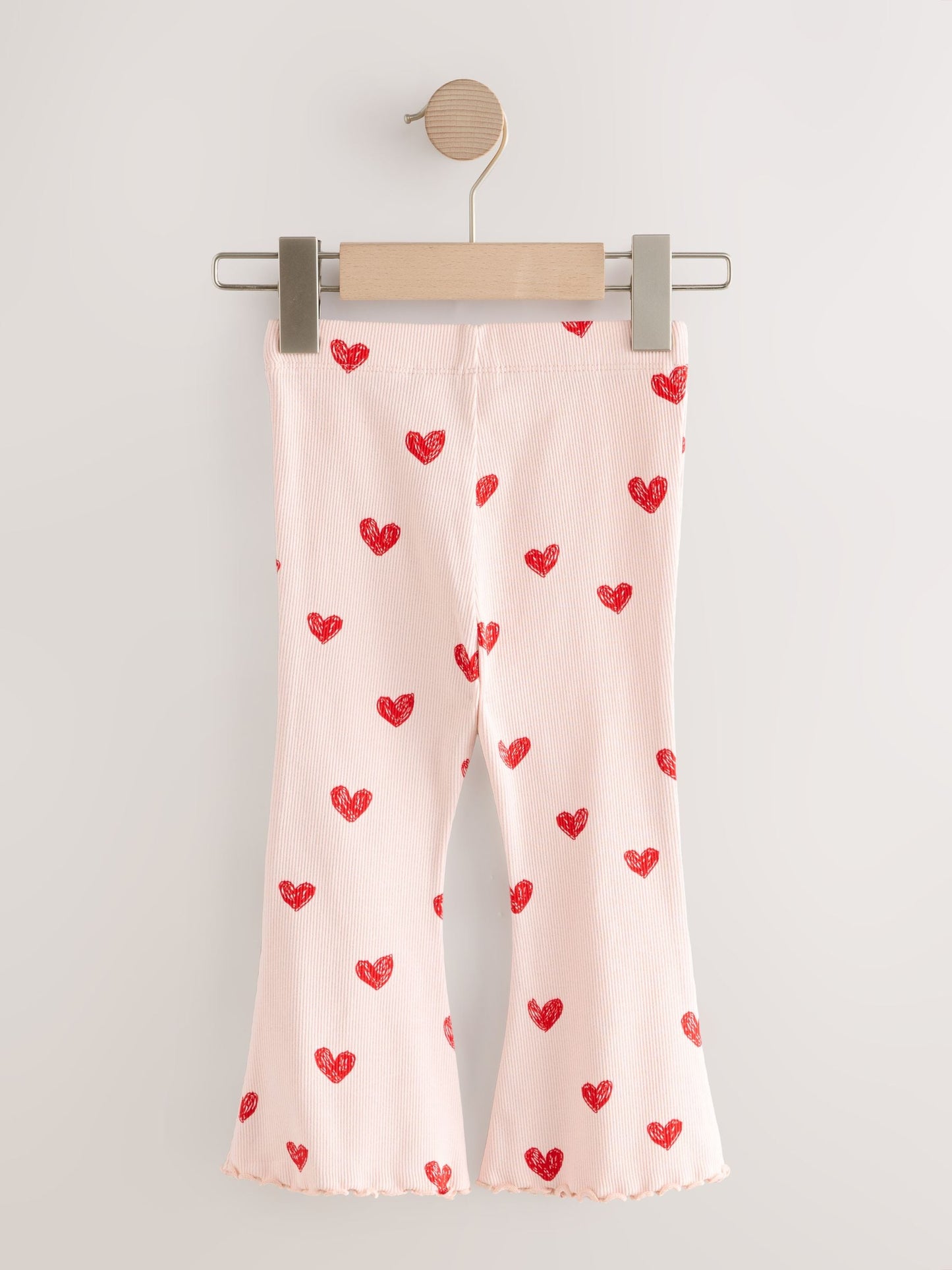 Light Pink Heart Rib Flare Leggings (3mths-7yrs) image 5